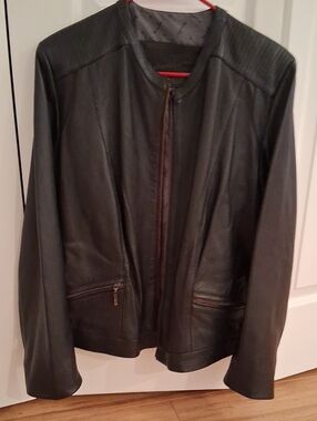 Classic Black Leather Zip Jacket